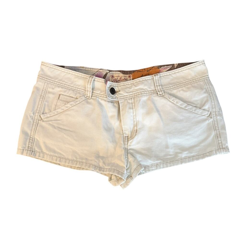 Hollister Y2K Micro Mini Shorts Ivory Low Rise Womens Sz 11 Boho Festival Surfer